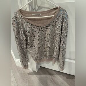 Sequin Embellished Beige Top